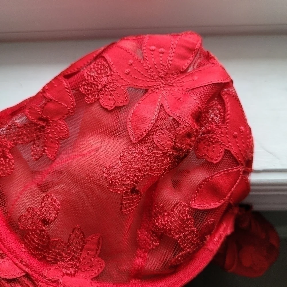 Victoria's Secret floral lace unlined plunge bra 36D NEW Without Tags - Picture 10 of 12